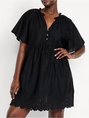 Old Navy Black Eyelet-Hem Mini Dress